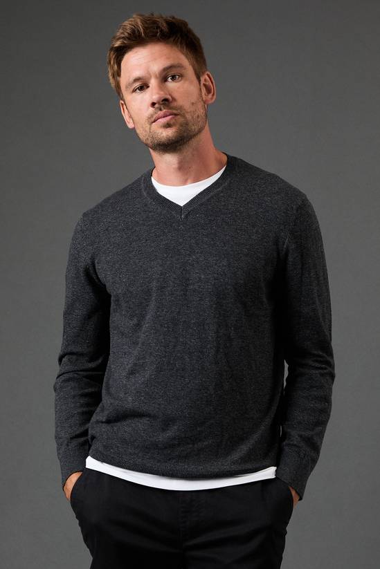 Cotton Rich V Neck Jumper