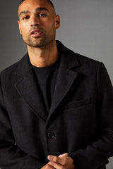 Charcoal Signature 3 Button Epsom Wool Blend Coat