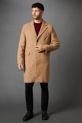 Camel Signature 3 Button Epsom Wool Blend Coat