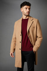 Camel Signature 3 Button Epsom Wool Blend Coat