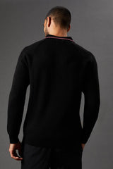 Fine Gauge Long Sleeve Zip Neck Knitted Polo