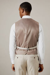 Neutral Semi Plain Double Breasted Waistcoat