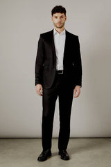 Black Herringbone Tailored Fit Suit Jacket