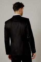 Black Herringbone Tailored Fit Suit Jacket