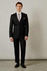 Black Pinstripe Tailored Fit Suit Jacket