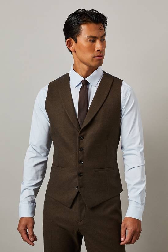 Khaki Tweed Look Waistcoat