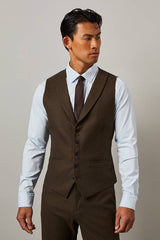 Khaki Tweed Look Waistcoat