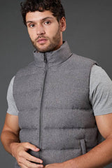 Light Grey Wool Look Quilted Gilet