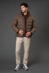 Taupe Wool Look Quilted Jacket