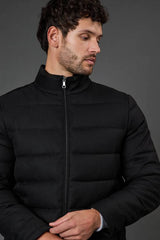 Black Wool Look Quilted Jacket
