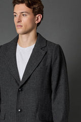 Charcoal Herringbone Epsom Coat