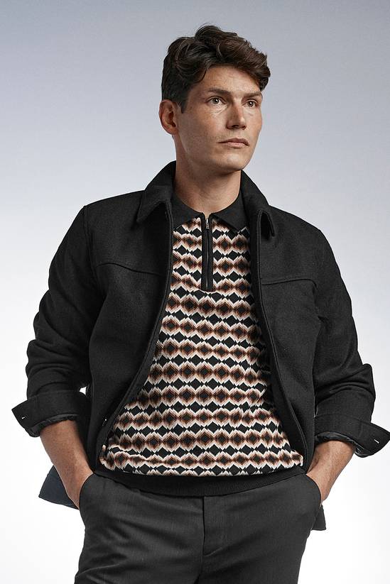Black Wool Look Smart Jacket