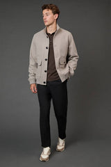 Light Grey Funnel Neck Wool Blend Coat