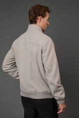 Light Grey Funnel Neck Wool Blend Coat