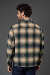 Dark Green Check Wool Look Short Jacket
