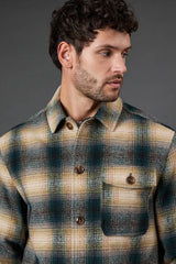Dark Green Check Wool Look Short Jacket