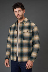 Dark Green Check Wool Look Short Jacket