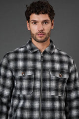 Black Check Wool Look Jacket