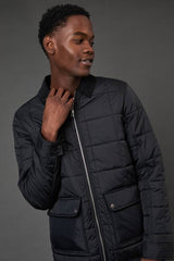 Black Quilted Zip Through Jacket
