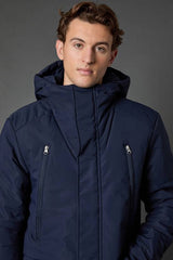 Navy Quilted Long Coat