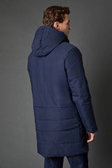 Navy Quilted Long Coat
