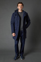 Navy Quilted Long Coat