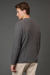 Mid Grey Chunky Cable Crew Neck Jumper