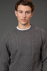 Mid Grey Chunky Cable Crew Neck Jumper