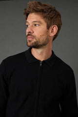 Black 1904 Zip Through Milano Knitted Overshirt
