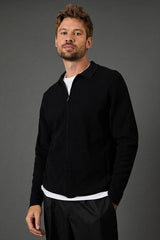 Black 1904 Zip Through Milano Knitted Overshirt