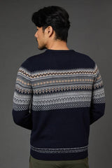 Navy Fairisle Placement Christmas Jumper