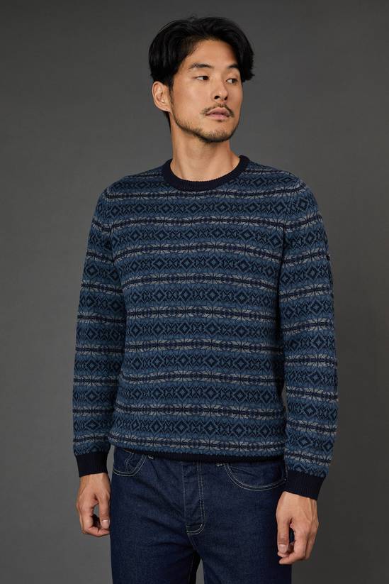 Navy All Over Festive Pattern Christmas Jumper