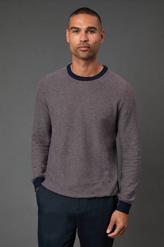 Burgundy Birdseye Crew Neck Jumper