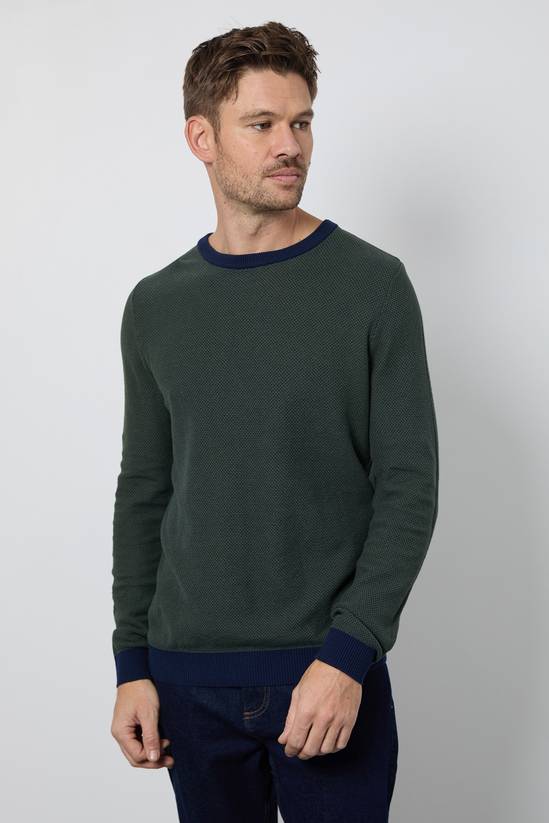 Green Birdseye Crew Neck Jumper