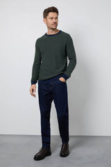 Green Birdseye Crew Neck Jumper