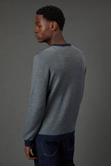 Navy Semi Plain Crew Neck Jumper