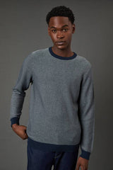 Navy Semi Plain Crew Neck Jumper