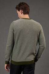 Khaki Textured Crew Neck Jumper
