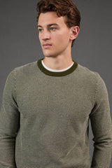 Khaki Textured Crew Neck Jumper