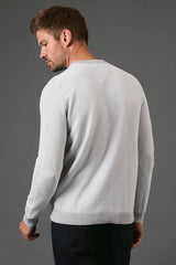 Light Grey Textured Crew Neck Jumper
