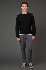 Black Cable Crew Neck Jumper