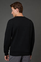 Black Cable Crew Neck Jumper
