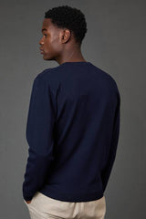 Navy Diamond Jacquard Crew Neck Jumper
