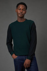 Dark Green Jacquard Crew Neck Jumper