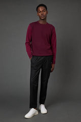 Burgundy Jacquard Crew Neck Jumper