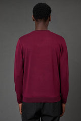 Burgundy Jacquard Crew Neck Jumper
