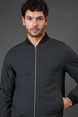 Burton Charcoal Textured Bomber Jacket
