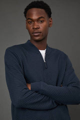 Navy Quilted Baseball Jacket