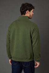 Khaki Quilted Half Zip Jumper