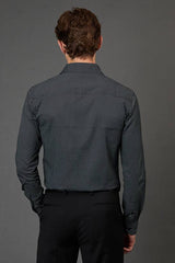 Navy Geometric Print Slim Fit Long Sleeve Shirt